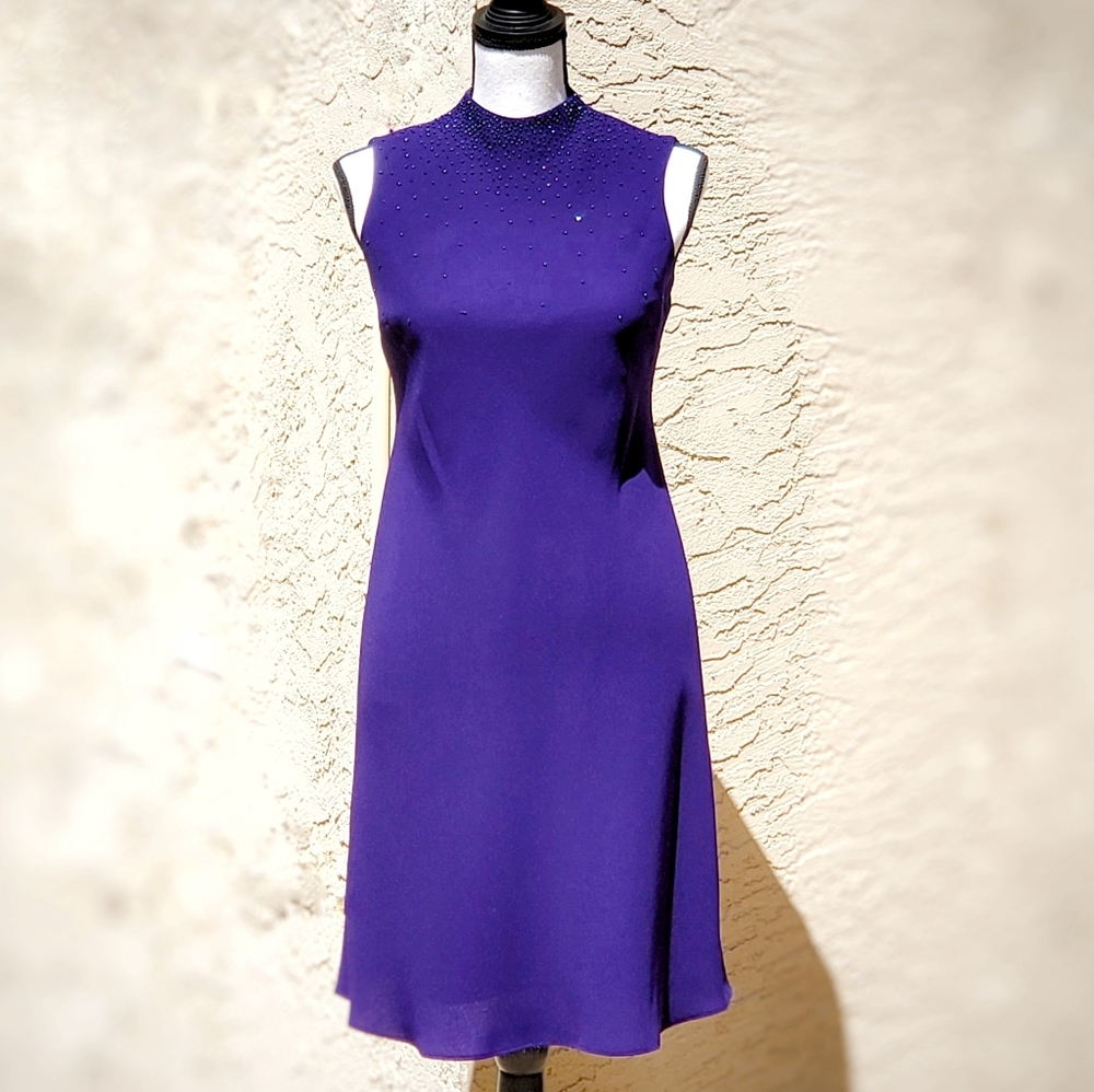 ❤SOLD❤EVAN-PICONE Beaded High Neck Cocktail Sheath 💜  Special Occasion Dress 👗 - Picture 15 of 15